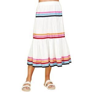 Pinch Colorful Ribbon Tiered Midi Skirt Size Large Prairie Fairy Dopamine Boho
